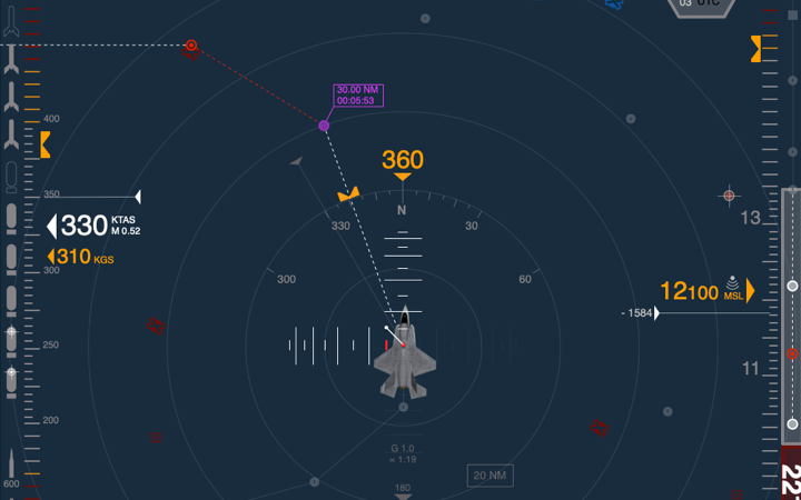 Cockpit interface showing novel flight controls.