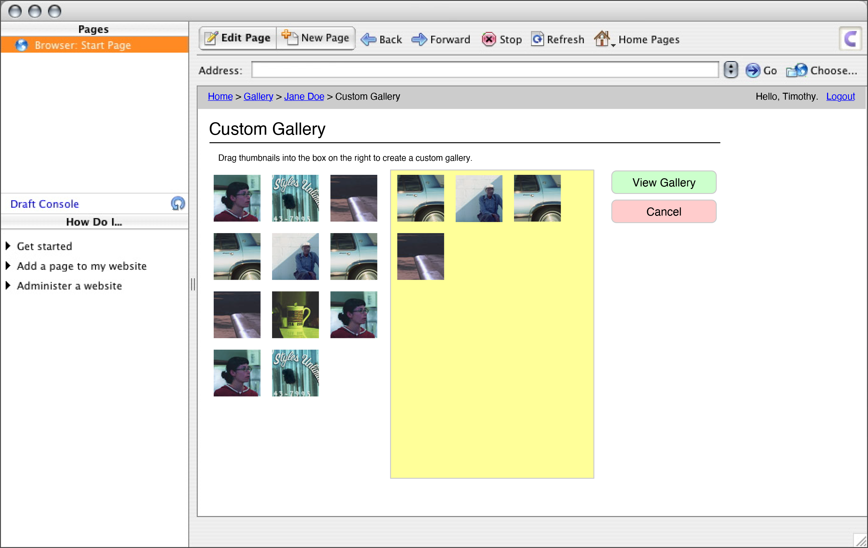 KCAI CMS wireframe
