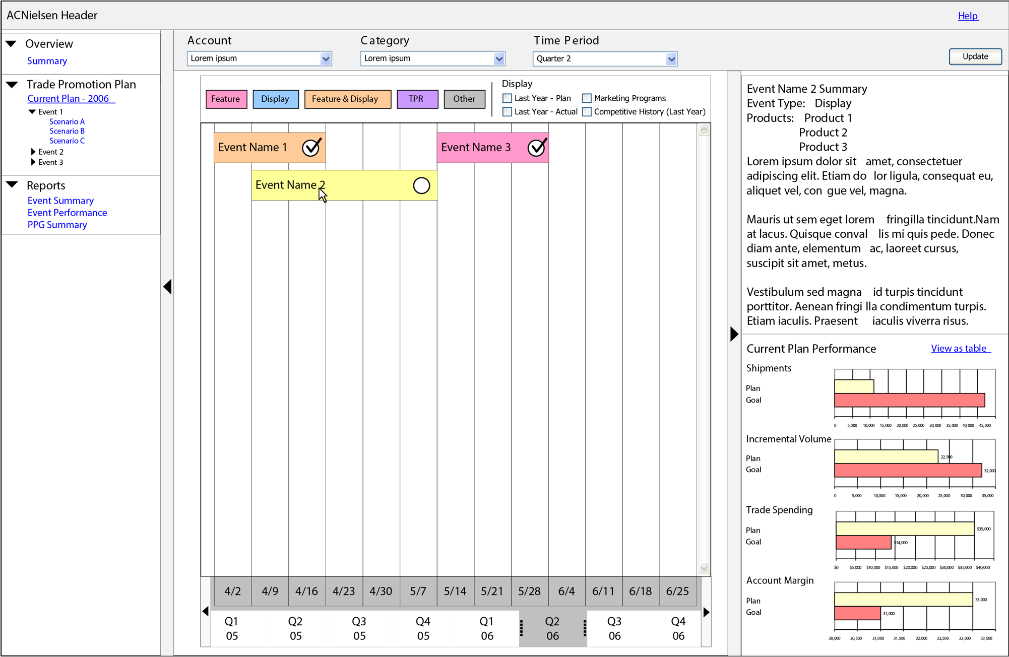 Wireframe for an app in the Nielsen suite