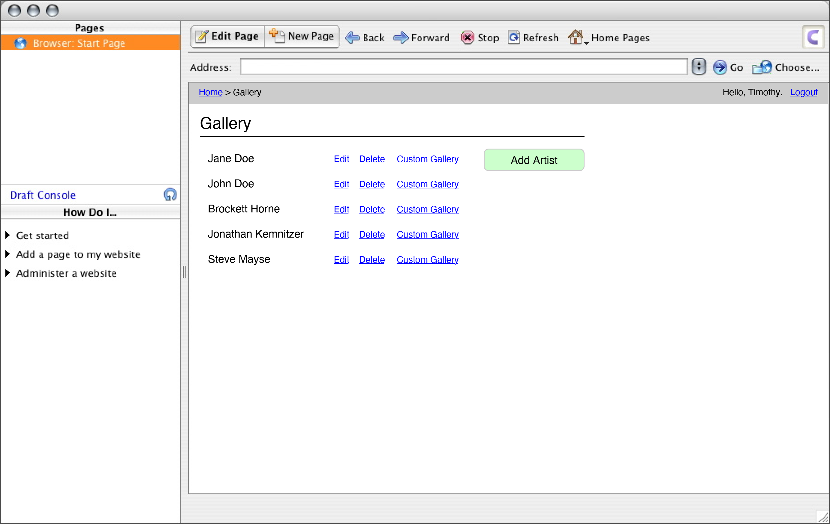 KCAI CMS wireframe.